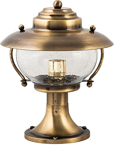 Licht-Erlebnisse Premium Wegeleuchte aus Messing 58cm hoch maritime Außen Lampe Sockelleuchte Garten Weg PYRGOS