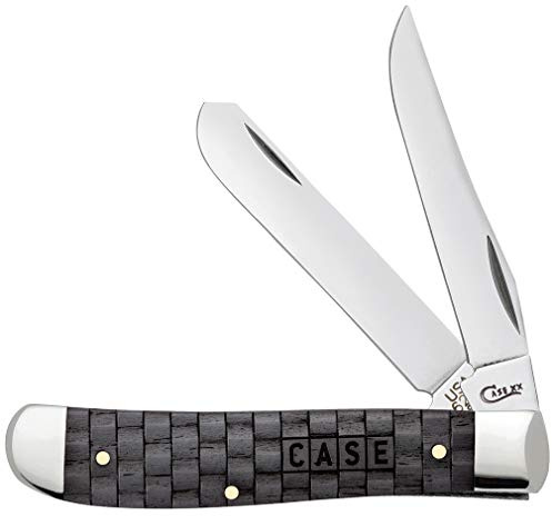 Case WR XX Pocket Knife Mini Trapper Basket Weave Natural Bn Charcoal Color Wash Item #15505 - (6207 SS) - Length Closed: 3 1/2 Inches