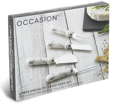 Occasion Cheese Knives - 4 Piece Knife Set - Marble Design and Durable Stainless Steel Blades