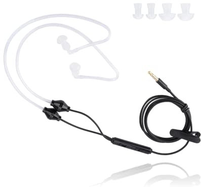 Casque Radioprotection Intra Auriculaire,3,5 mm Casque Anti-rayonnement pour écouteurs Filaires Stéréo Écouteurs à Tube D'air de 3,5 mm Microphone Intégré Compatible avec les Téléphones Portables