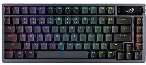ASUS ROG Azoth 75 Wireless DIY Custom Gaming Tastatur, OLED-Display, Dichtungshalterung, dreilagige Dämpfung, Hot-Swapable vorgeschmierte ROG NX Red Switches & Tastaturstabilisatoren,