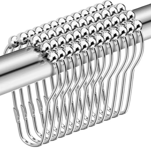 FDCGAS 12 PCS Anelli per Tenda da Doccia In Acciaio Inox con Sistema Scorrevole - Ganci per Finestra