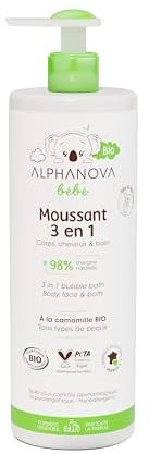 Gel moussant 3 en 1 pour Bébé à la Camomille Bio – Corps, Cheveux et Bain – 400ml – Alphanova