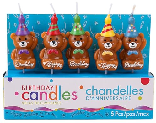 EYVRPAU Confezione da 5 pezzi di candeline per torta uniche e innovative, candeline compleannom,modello orso, particolari candele compleanno,candela di compleanno per bambini