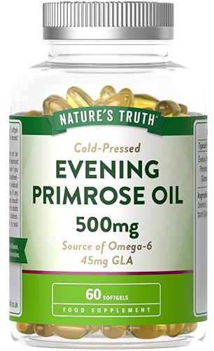Evening Primrose Oil 500mg | High Strength Softgel Capsules | Source of Omega 6 and GLA | Cold-Pressed | 60 Count | Nature's Truth