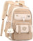 Ibalulu Schulrucksack Teenager Mädchen Schulranzen Rucksack Wasserdicht für Mädchen Jungen, Groß Schultasche mit Mehreren Fächern, Laptop Rucksack mit Charms für Die Schule, Reise Und Alltag (Khaki)