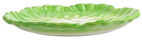 HOMOBABE Piatto di Ceramica Verde Chiaro Motivo a Cavolo, Facile da Conservare e Superficie Liscia, per Frutta e Insalate in Bar o Caffetterie
