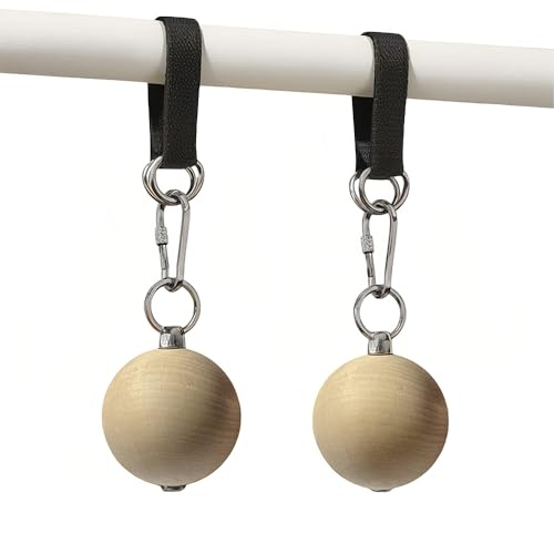 Agarras Esféricas para Dominadas de Madera - Presas de Escalada con Set de Entrenamiento, Fortalecimiento de Brazos y Rehabilitación - Accesorios para Gimnasio en Casa, Fitness y Escalada