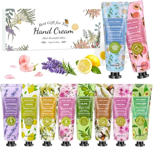 Mini set di 10 creme per le mani, mini set regalo da donna, profumato, mani, piedi, idratante, per mani secche e screpolate, piccolo regalo per donne, fidanzata, Natale, compleanno