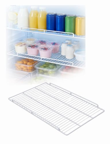 Grille Frigo à Double Rebord,Clayette pourVitrine Réfrigérée et Congélateur | Acier carbone，Double rebord 2cm anti-chute，Grille aérée 16mm，Compatible frigo/congélateur/vitrine(45x38 cm/17.7x15.0 in)
