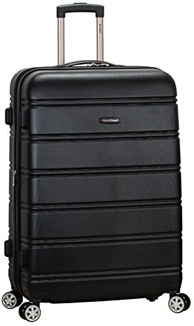 Rockland Melbourne Hardside Expandable Spinner Wheel Luggage, Checked Large 28, Black