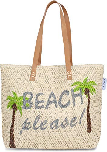 normani Strandtasche Schultertasche Handtasche Umhängetasche mit Sommer Design und großem Volumen Farbe Beach Please
