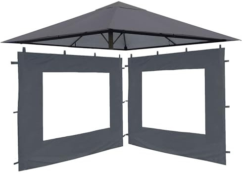 QUICK STAR Juego de Techo de Repuesto y 2 Laterales para Carpa de jardín, 3 x 3 m, Gris RAL 7012, Techo de pabellón Antiguo, Funda de Repuesto para Pared Lateral
