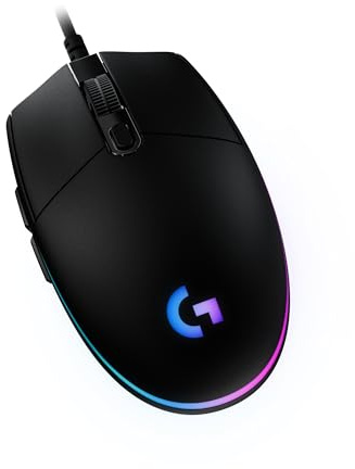 Logitech G203 Wired Gaming Mouse, 8,000 DPI, Rainbow Optical Effect LIGHTSYNC RGB, 6 Programmable Buttons, On-Board Memory, Screen Mapping, PC/Mac Computer and Laptop Compatible - Black