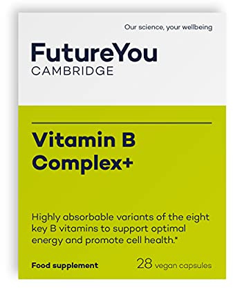 FutureYou Vitamin B Complex+ 8 B Vitamins, 28 Vegan Capsules | Eight bioavailable B vitamins support energy, mental performance, the nervous system and reduced tiredness and fatigue.