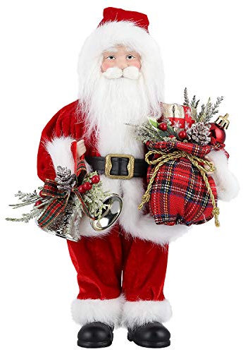Uten Babbo Natale 30,5 cm / 12 - Figura di Babbo Natale con Borsa Regalo per Ornamenti da Tavolo Festa di Natale