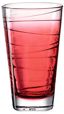Leonardo Vario Struttura Trink-Glas, 1 Stück, spülmaschinenfestes Longdrink-Glas, bunter Trink-Becher aus Glas, Saft-Glas, rot, 280 ml, 026836