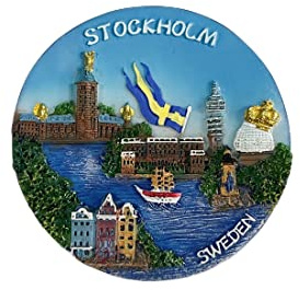 Stockholm Sweden 3D Fridge Magnet Souvenir Gift,Resin Handmade Stockholm Refrigerator Magnet Home & Kitchen Decoration Collection