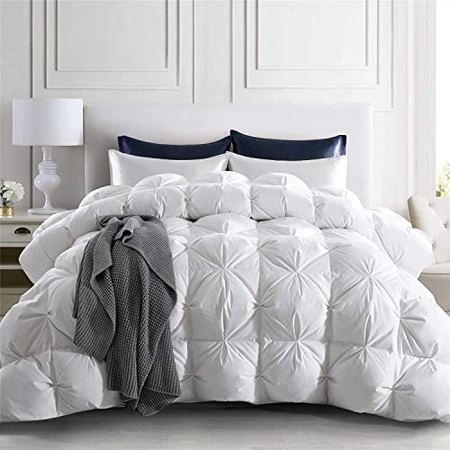 puredownÂź Goose Down Comforter Oversized King Size- 93% Goose Down Winter Duvet Insert, 800 Fill Power Heavyweight Cloud Fluffy Pinch Pleat Extra Warmth Comforter, 700 Thread Count
