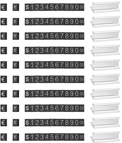 PATIKIL Pris kub display prisblock justerbar avtagbar antal prisstativ silverton räknare pris visning för detaljhandel vit på svart, hundra siffror, 10 set