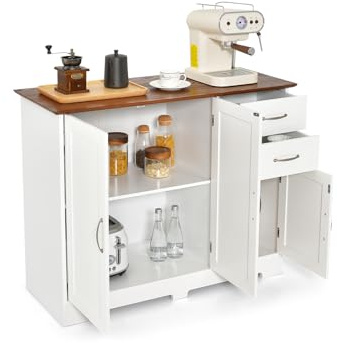 COSTWAY Credenza Buffet, Armadio di Stoccaggio Moderno con 2 Ante e 2 Cassetti, Ripiano Regolabile, per Cucina, Sala da Pranzo, 100 x 40 x 78 cm (Bianco)