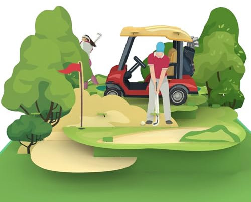 MOKIO® Biglietto Auguri Pop-Up – Golf – Biglietto regalo 3D per un compleanno, Biglietto di congratulazione per giocatore di golf