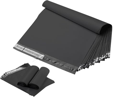 Busta in plastica autoadesiva e impermeabile, 100 pezzi, 381 x 483 mm, 14,5 x 19 cm, colore: nero