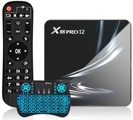 CHROX Android TV Box 12.0, 4GB RAM 64GB ROM RK3318 Quad-Core Cortex-A53 CPU Stöd 2.4GHz/5GHz WiFi6 BT 5.0 HDMI2.0 LAN 10/100M Ethernet 3D 4K H.265 Smart TV Box,4gb+32gb