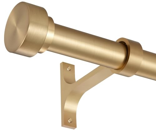 16-86 Inch Curtain rods, 1 Inch Diameter Splicing and Telescoping Structure Window Treatment Rods Set Adjustable Drapery Rods Heavy Duty Pole, Warm Gold