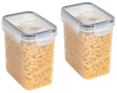 Cereal Storage Containers Dispenser Set - 2PCS Airtight Food Storage Container Plastic Dry Food Canisters for Flour, Sugar and Cereal (2L)