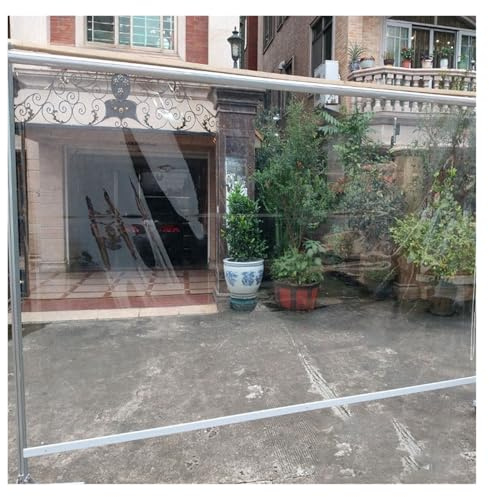 Estor enrollable de PVC transparente, impermeable y resistente al viento para uso en exteriores, sistema de resorte, tamaños personalizados con refuerzo para pérgolas (105 x 100 cm)