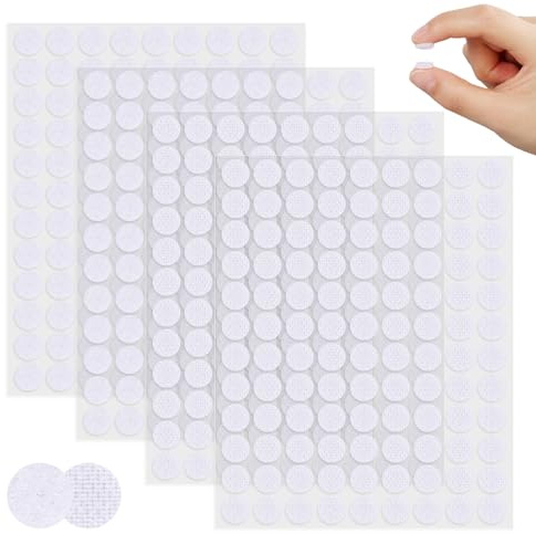 NUTKIT 432 Tondini Adesivi Tondo, 216 Coppie 10MM Autoadesivo Rotondi, Punti Autoadesivi Antigraffio, Gancio e Anello Punti Autoadesivi, per Decorazioni da Parete Foto DIY Arti Mestieri - Bianco