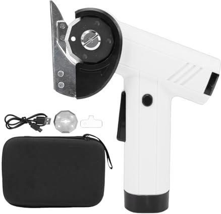 Yanmis Forbici Elettriche Senza Fili, Taglierina Manuale Alimentata a Batteria da 2000 MAh con Display a LED e Luce, per Tela di Carta da Parati di Moquette di Plastica in Pelle di (WHITE)