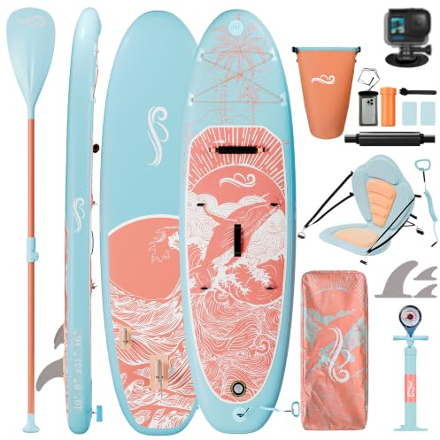Devoko Tabla de Paddle Surf,Tabla Sup Hinchable de 330 × 80 × 15 cm, Tabla de Paddle Surf 2 en 1 con Asiento de Kayak y Accesorios, Ideal para Surfear, Pescar y Practicar Yoga.