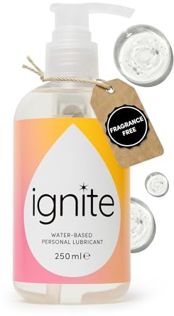 Ignite Water Based Lube Gel 250ml | Fragrance Free, pH-Balanced Lube Water Based Unflavoured | Paraben Free, Vegan & Condom Friendly | Non Sticky & Non Staining Water Based Lubricant for Men & Women