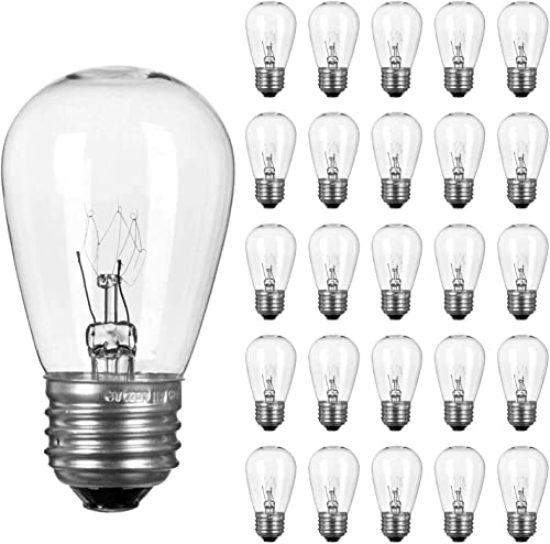 20 Pack S14 Light bulbs 11 Watt caldo lampadine a incandescenza di ricambio in vetro per uso commerciale con E26 Medium base per outdoor patio Garden vintage string Lights