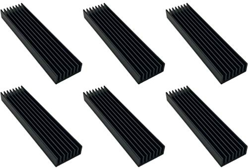 Easycargo 100mm Heatsink Aluminium Radiator Cooler Heat Sink for Cooling LED Power Amplifier 100mmx25mmx10mm Black 6pcs