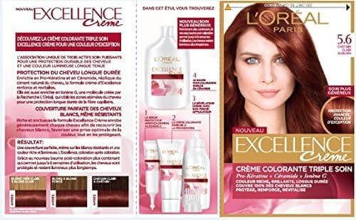L'ORÉAL PARIS - Colorazione permanente per capelli tripla cura - copre 100% dei capelli bianchi - crema eccellente - sfumatura: castano ramato (5.60)