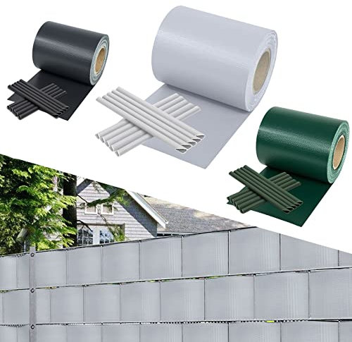 Yakimz Sichtschutzstreifen für doppelstabmatten, 35m x 19cm PVC sichtschutz, inkl.30 clips, Sichtschutz zaun Wetterfest, 450g/m², für gartenzaun Balkon doppelstabmattenzaun, Grau