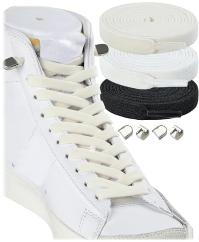 Stepace 3 Paia Lacci Elastici per Adulti Bambini | Larghi 8 mm | Stringhe Scarpe Elastici Senza Allacciatura Nero Bianco Bianco sporco 140