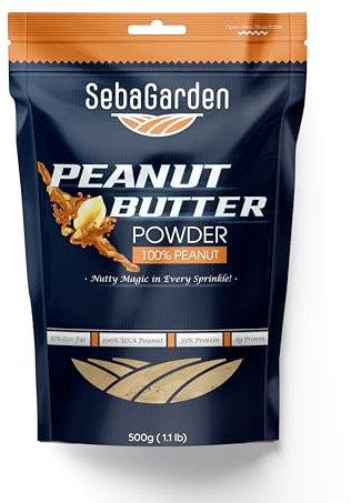 Seba Garden Pure Peanut Butter Powder, 500g Defatted, 87% Less Fat,Healthy, Plant Based,Vegan Protein, Non-GMO, Certified Gluten Free and Vegan, Keto Friendly