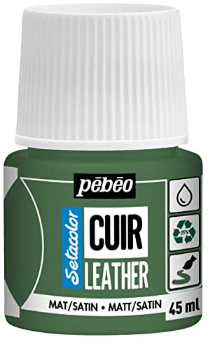 Pébéo - Setacolor Leder - Acrylfarbe für Leder und Kunstleder - Personalisierung von Taschen, Schuhen, Sneakern - kratz-, knick- und scheuerfest - matter/seidenmatter Finish - Khaki-Grün - 45 ml