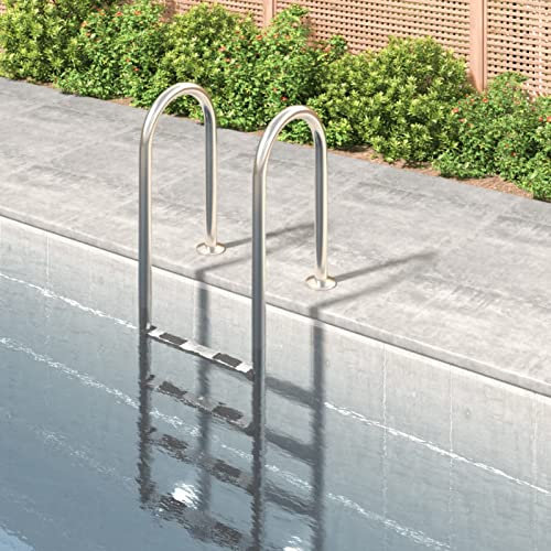 Tidyard Escalera para Piscina de 4 Peldaños,Escalera de Seguridad,Escalerilla para Piscina Pool Escalera,Antideslizante,Adecuada para Piscinas,Spas, Acero Inoxidable 54 x 38 x 184.5 cm (Recto 1#)