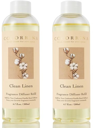 Cocorrína Reed Diffuser Refill - Clean Linen 6.7 oz / 2 Packs Reed Diffuser Oil Refill