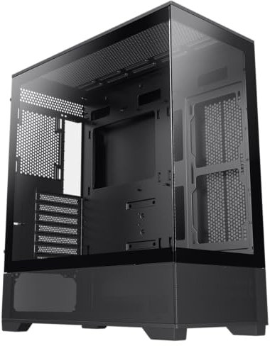 GameMax Vista Black Dual Tempered Glass Panel ATX PC Gaming Case con GameMax V4.0 PWM ARGB Hub incluso
