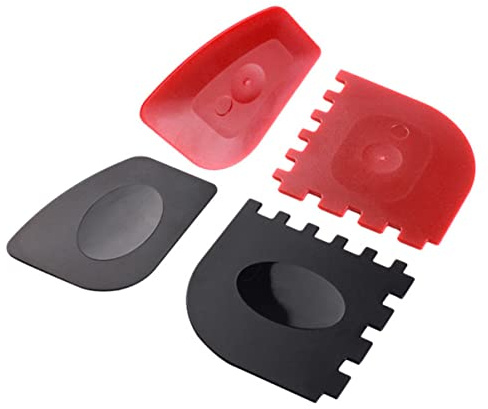 KITANDOVE 4pièces Grattoirs Plastique pour Cuisson Outils De Nettoyage Pratiques pour Casseroles Et Poêles Fonte Noir Et Rouge