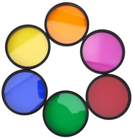6 Pièces Filtres de Télescope Colorés, Ensemble de Filtres de Lune D'oculaire de Télescope de 2 Pouces Jaune Bleu Vert Rouge Orange Violet, Kit de Filtre D'objectif de Télescopes