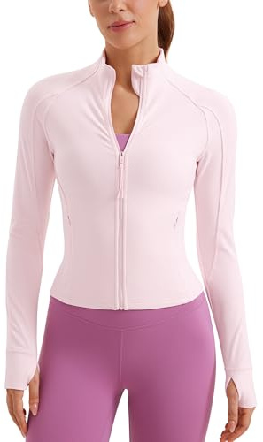 CRZ YOGA Butterluxe Chaqueta Hasta la Cintura | Extremadamente Suave, Deportes, Corte Ajustado, Cremallera Completa, Bolsillos Laterale, Orificio para el Pulgar, para Mujer