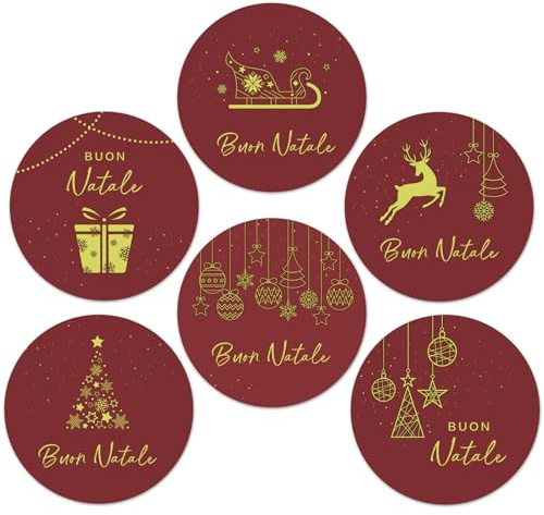 120pz 4cm Etichette Adesive Natale Rotondi Adesivi Natalizi Chiudipacco Regalo Adesivi Rossi Oro Scrapbooking Buon Natale Renne Pacchetti Sacchetti Fai da Te Stickers Festa Natale