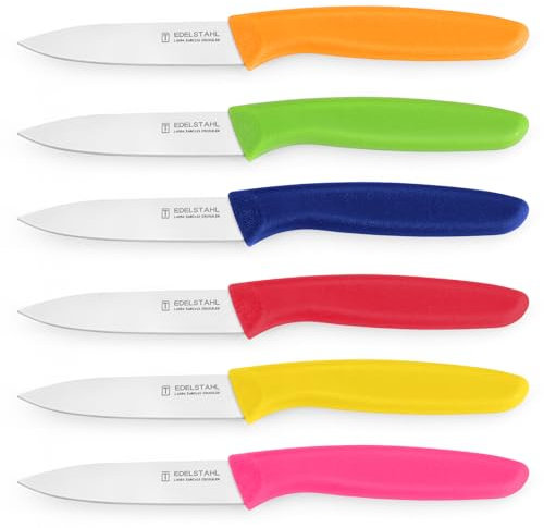 targzier Gemüsemesser 6er Set, buntes Küchenmesser-Set, ultrascharfes Obstmesser aus Edelstahl, gerades Schälmesser, rostfrei Küchenmesser, spülmaschinenfest